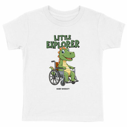 Little Explorer | Dino in a wheelchair | Organic kids t-shirt