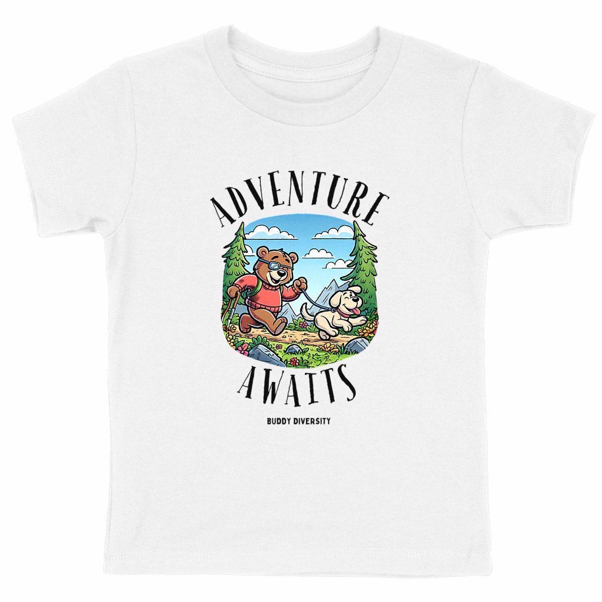 Adventure Awaits | Bear with eye patch | Organic Cotton Kids T-shirt