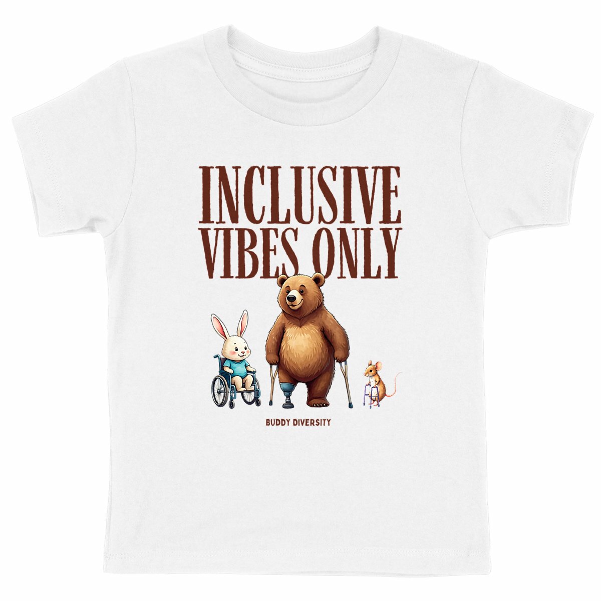 Inclusive Vibes Only | Dino with a prosthetic leg | Organic Kids T-Shirt 