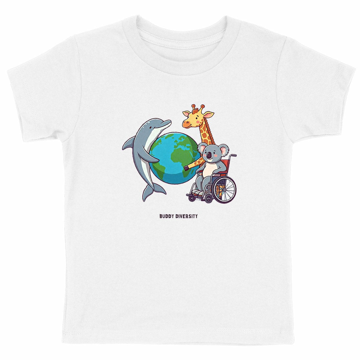 Tiny Planet Saver | Animals hugging earth | Organic Unisex Kids T-shirt